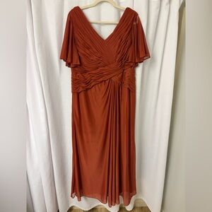 Azazie Terracotta Maxi Dress with V-Neck